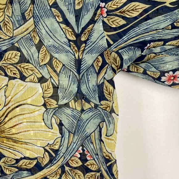 Rare H&M x William Morris & Co 6 Floral Pimpernel Print Top Blouse Tie-front - Picture 11 of 15